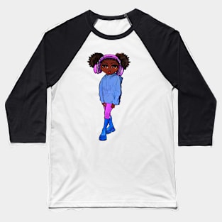 Anime girl Princess Cute black girl 2 Melanin music lover Afro African American Baseball T-Shirt